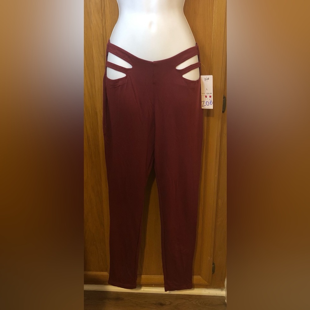 NWT Zoe + Phoebe Pants / Leggings Peekaboo Waist Sizes Large